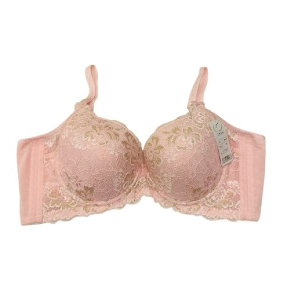NWT Floral Lace Underwire Padded Bra |Pink & Gold Thread| 38B Romantic Coquette